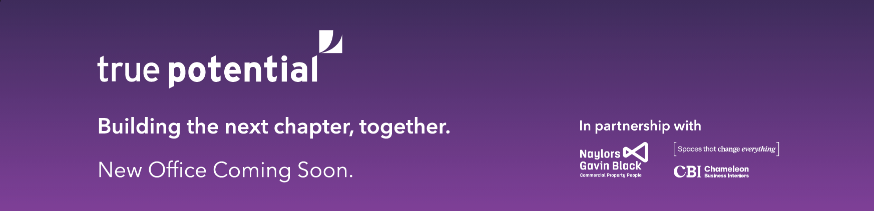 True Potential site signage mockup from Chameleon Business Interiors